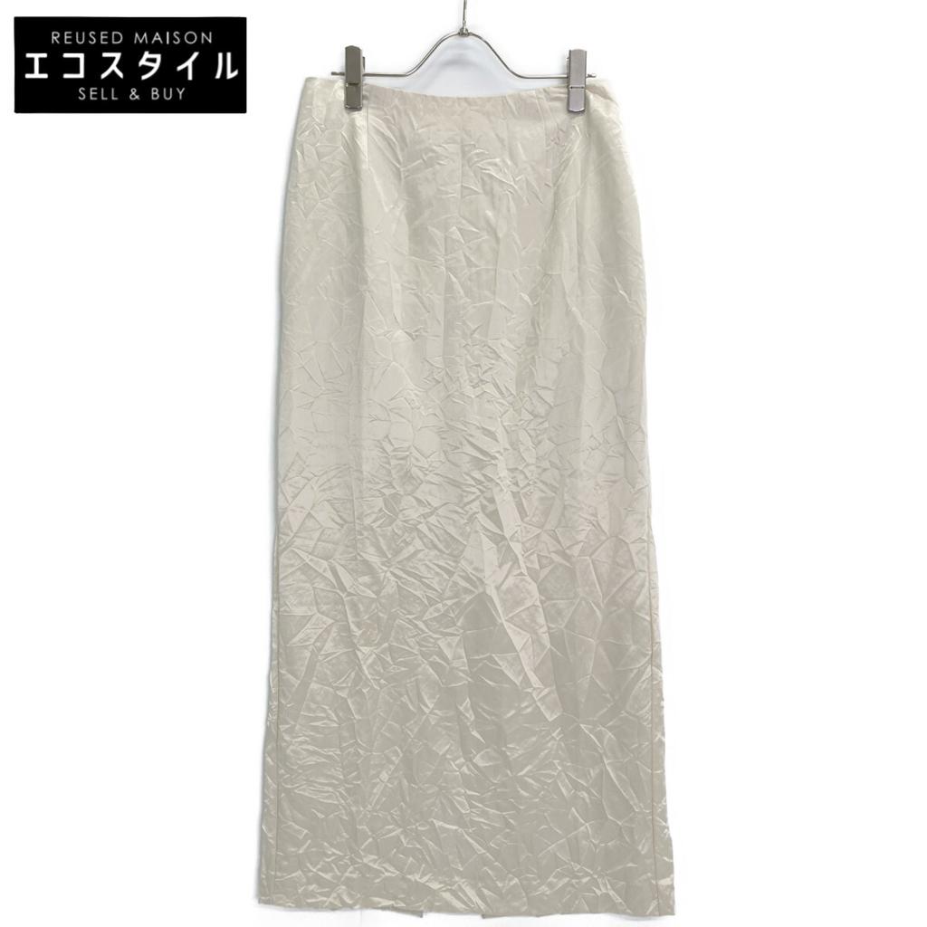 LE CIEL BLEU 24AW Ivory Wrinkle Wash Satin Skirt skirt 38 IvoryUsed
