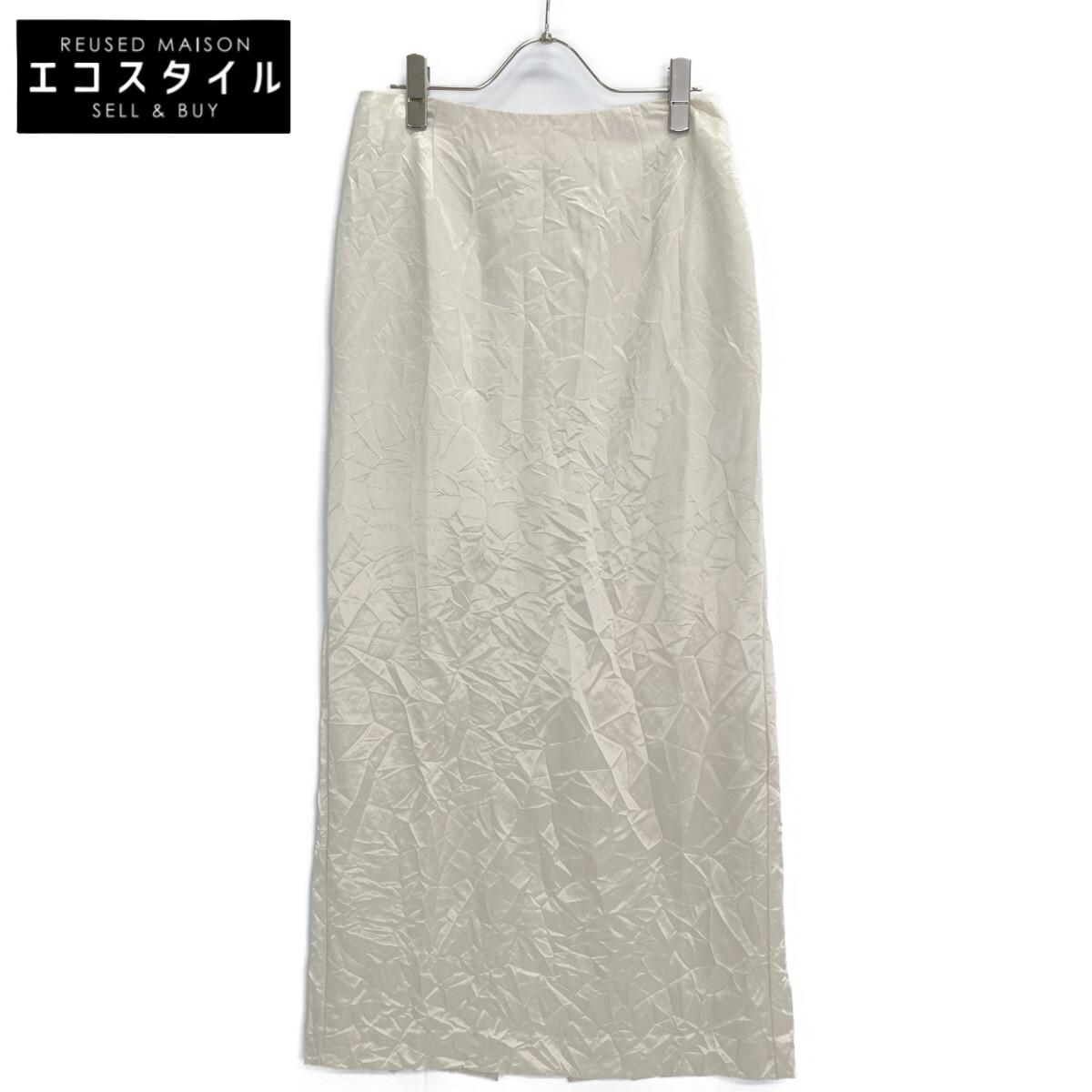 

LE CIEL BLEU 24AW Юбка из сатина с мятой фактурой, цвет слоновой кости, размер 38, цвет слоновой кости, б/у