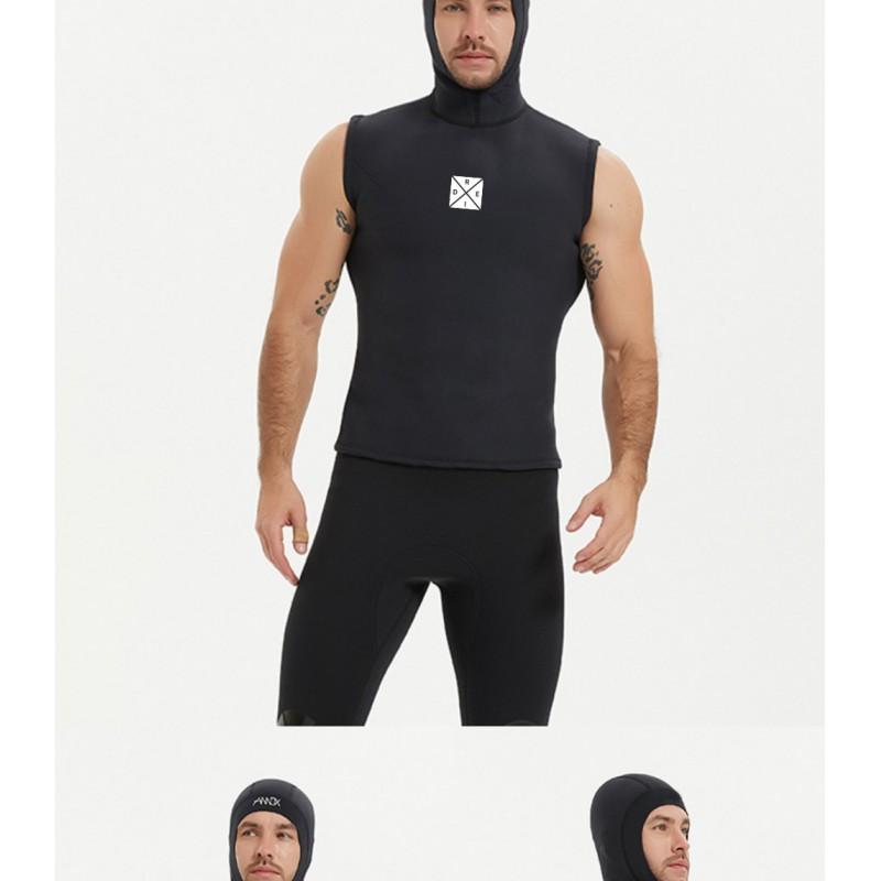 3mm Neoprene Sleeveless Hooded Wetsuit Vest Diving Snorkeling Surfing Water Sports Warmth Protection