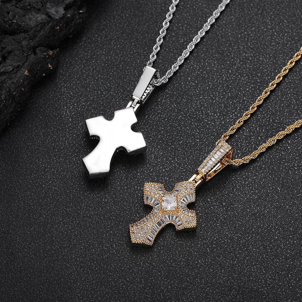 Hip Hop Cross Pendant Zircon Necklace Accessories Popular Personalized Jewelry Men's Pendant