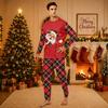Christmas-print long-sleeve and long-pant matching family loungewear set