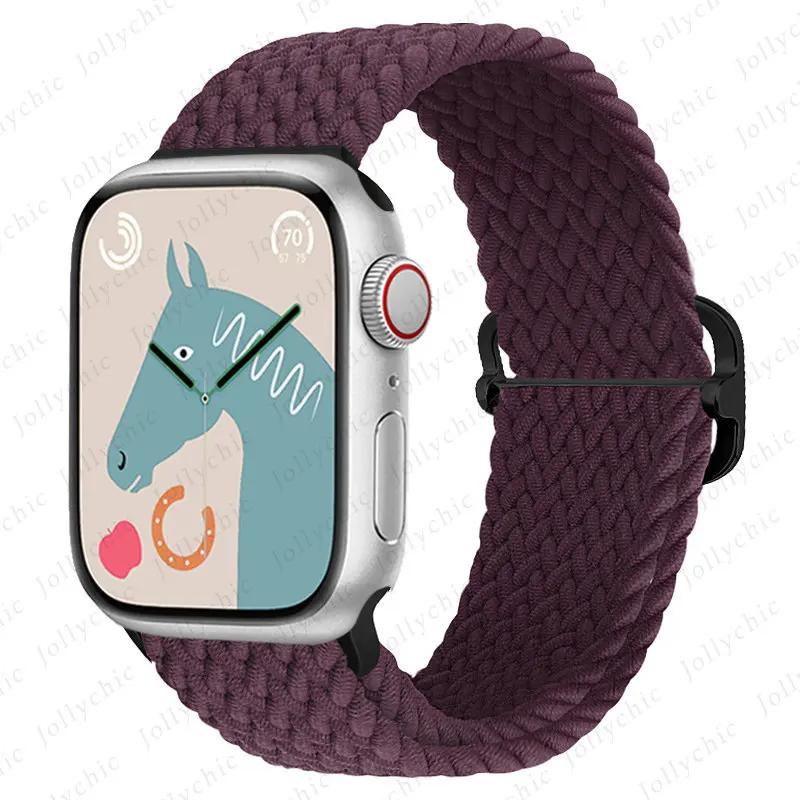 Braided Stretchy Adjustable Straps Compatible for Apple Watch Ultra 2/1 Band 38mm 40mm 41mm 42mm 44mm 45mm 49mm for Women Men