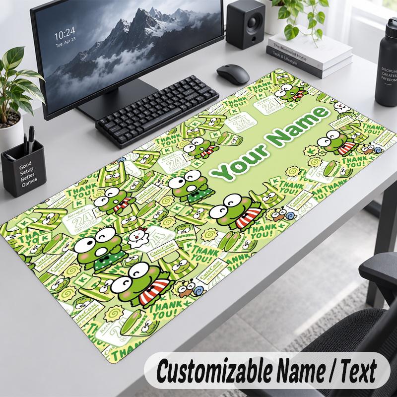 Keroppi Personalized Large Mouse Pad Custom Name Text Extended Desk Mat Gaming Mousepad