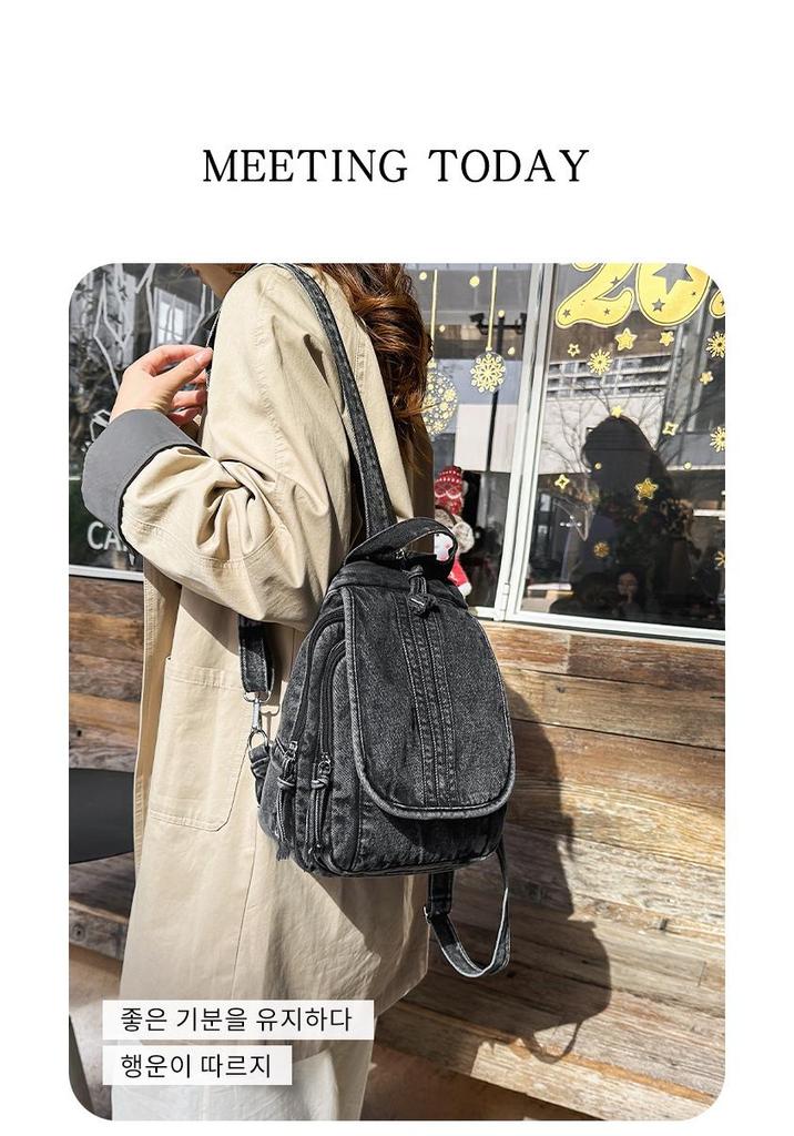 Retro vybledlý džínový multifunkční batoh - Velkokapacitní crossbody a taška přes rameno
