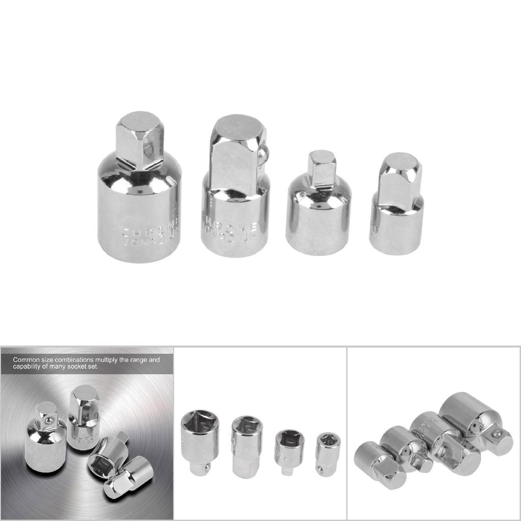 4Pcs Silver     Steel Socket Adapter Reducers 1Celsius2 , 3Celsius8 , 1Celsius4  Wrench Adapter