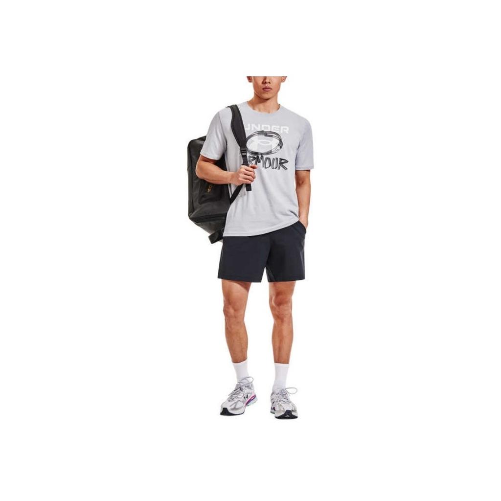 Under Armour Ua Multi Hit Letter Geometric Pattern Printed Crew Neck Short Sleeve T-Shirt Men T-Shirts Modern-Gray 1382858-012