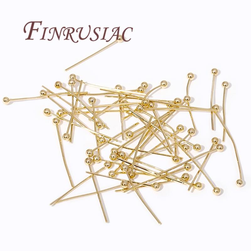 Pins For DIY,50Pcs/Lot 14K Real Gold Plated Pins For Jewelry,Pins with Ball,Bracelets/Earrings Accessories