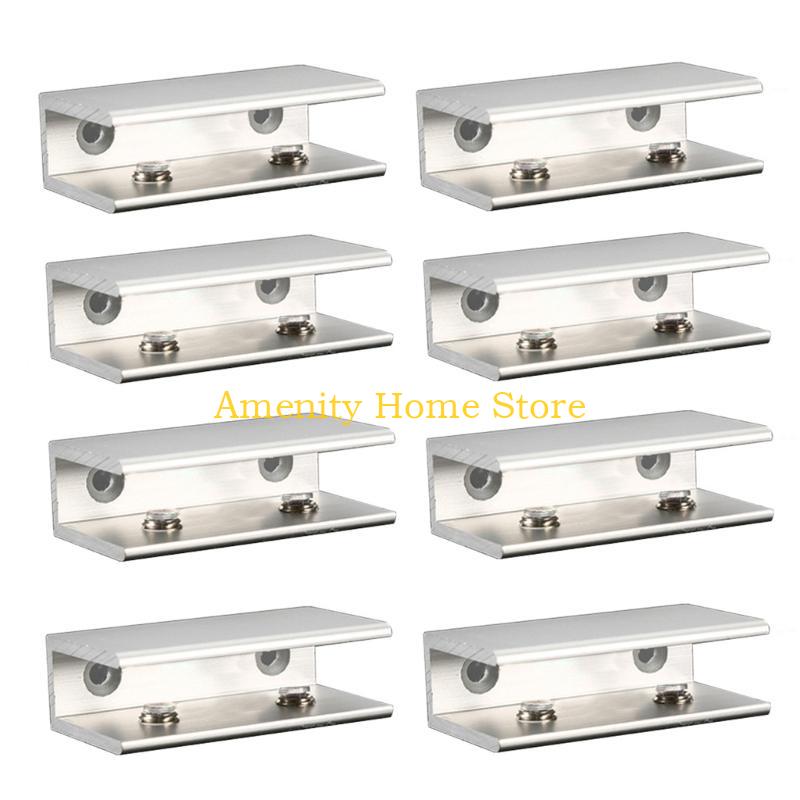 

F26C 8Pcs Square Glass Clamp Aluminum Alloys Shelf Clamp Clip Glass Holder Support Bracket Heavy Duty Glass Clamp Clip 30 to 10mm