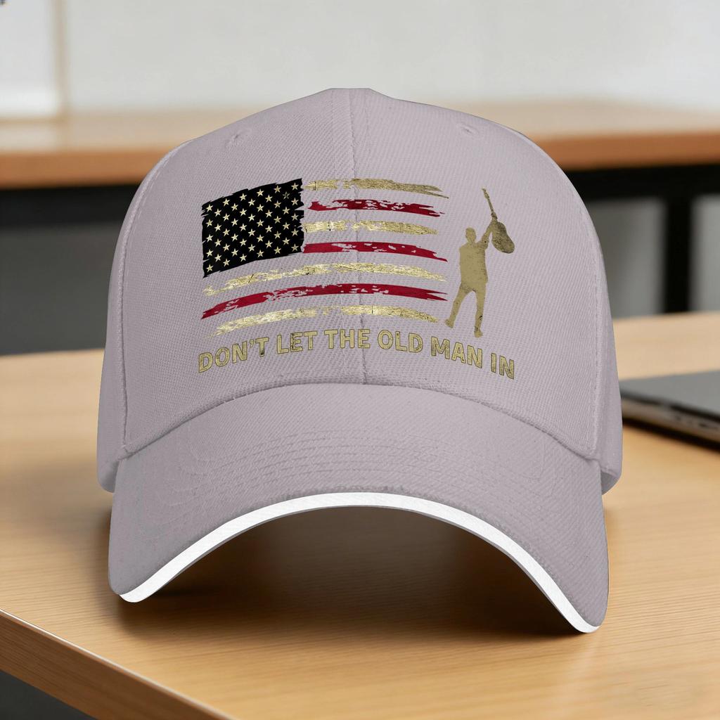 Dont Let The Old Unisex In American Flag Guitar Casual Baseball Cap Tennis Skate Trucker Hat Summer Hot Sale Unisex Snapback Cap