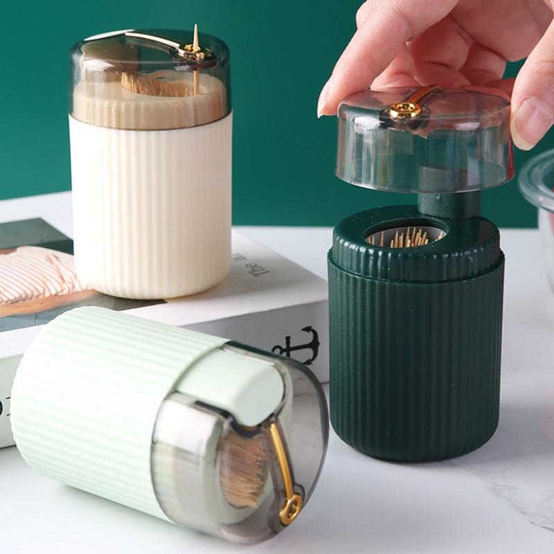1PC Push-to-Eject Toothpick Holder Plastic Toothpick Holder Suitable for Toothpick Storage Box Living Room Decoration