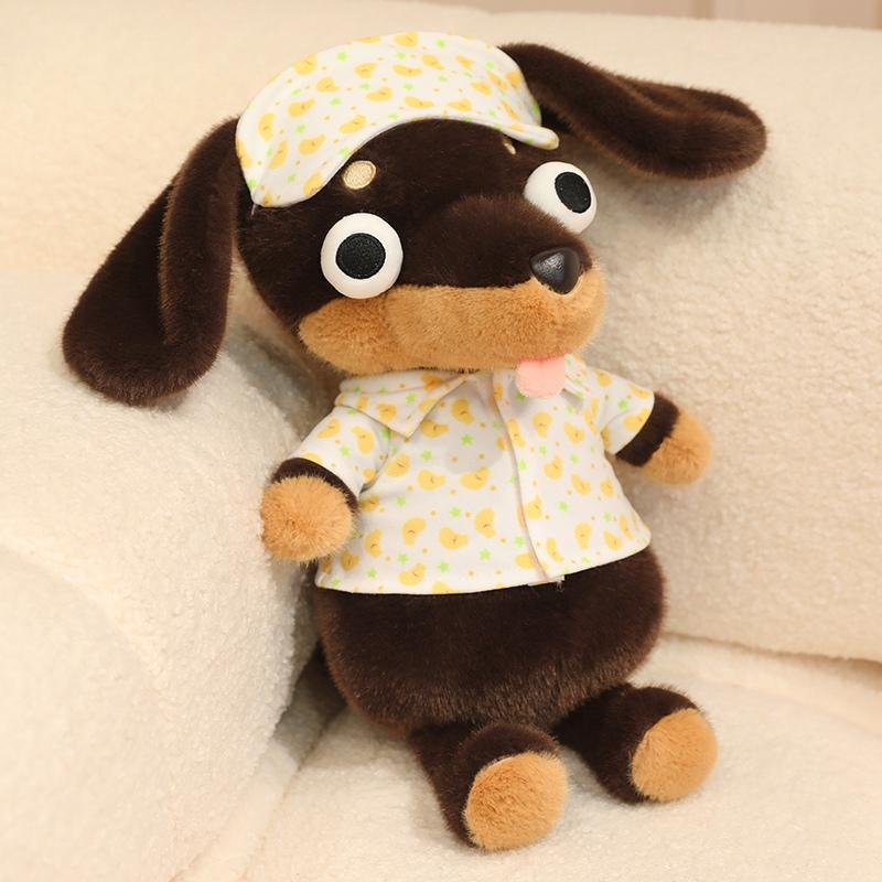 40CM Adorable Big Eyes Dachshund Plush Toy Soft Stuffed Animal Dog Doll Funny Dachshund Wear Clothes Doll Pet Puppy Gifts