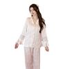1011 Spring and Summer New Pajamas Women's Long-sleeved Trousers Home Suit Fairy Wind Lace French Ice Silk Home Suit