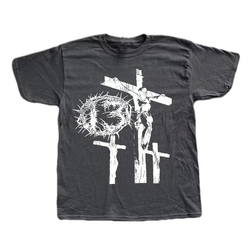 Y2K Streetwear Cotton T-shirt Harajuku Graphic Print Oversized Punk Short Sleeve T-shirt Rock Goth Retro Top Hip Hop Tee Fashion