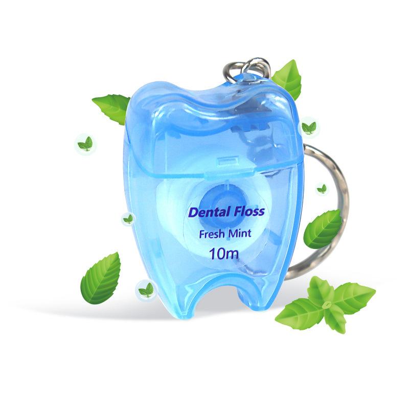 Mint-flavoured Waxed Toothpick-shaped Keyring Dental Floss Roll