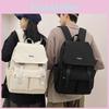 Solid Simple Color Letter Decoration Student Backpack For Daily And School Use