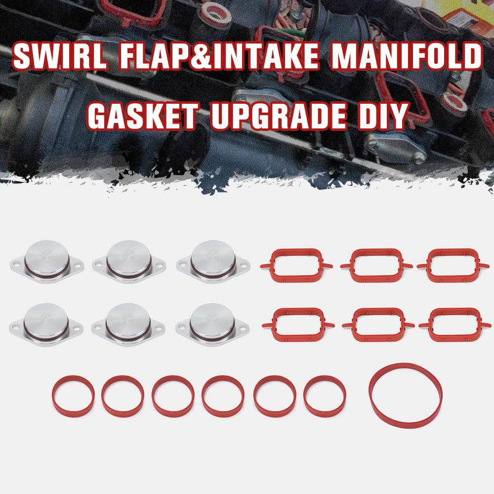 6 PCS 33mm OEM design by aluminum For BMW Swirl Flap Blanking Plates seal with intake manifold gasket 6 cylinder HT-IMK02