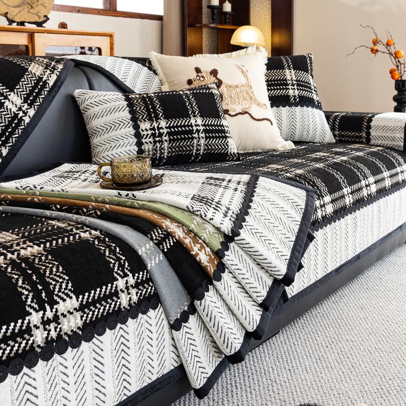 Chenille Sofa Cover Seat Cushion Non-slip Splicing Jacquard Couch Cover Sofa Towel Modern Light Luxury Universal Sofa Protection