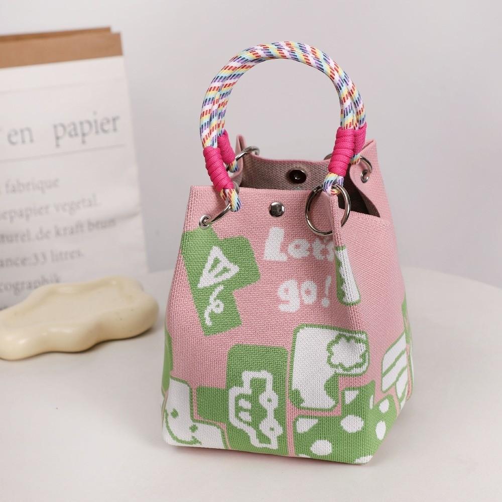 Storage Bag Knit Tote Bag Lightweight Gingerbread Man Ring Buckle Bag Large Capacity Christmas Elk Magnetic Buckle Bag Commuting