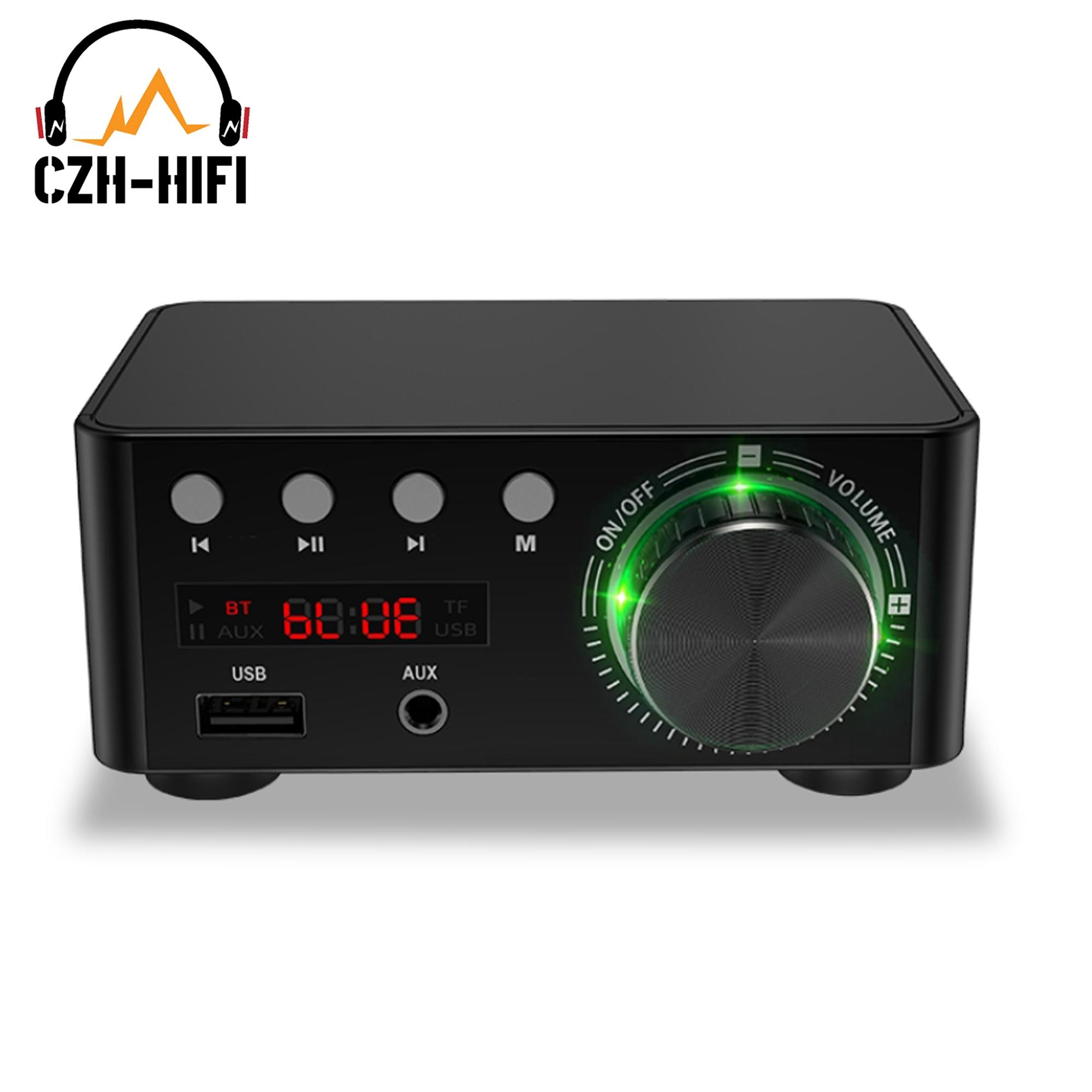 

Міні-HiFi Bluetooth 5.0 Цифровий підсилювач Стереопідсилювач USB TF Картка Плеєр Домашній настільний аудіо AUX Вхід 50Wx2 minidampBlack чорний