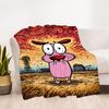 1pc Courage the Cowardly Dog Outdoor Blanket Lightweight Flannel, Soft & Warm, All Season Use for Sofa, Outdoor, Camping, Living Room, Office, Chair