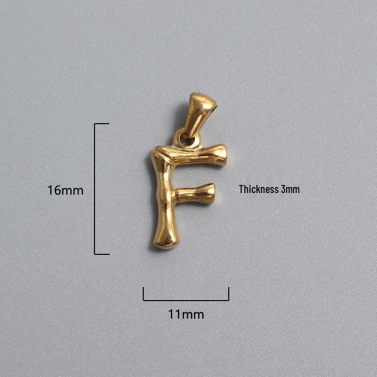 French Bamboo Joint Gold Letter Pendant Necklace - Retro Clavicle Chain Style for Women