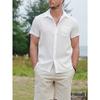 1pc Men's Casual Striped Shirt Tie Button Short Sleeve Shirt Summer Hawaii Shirt