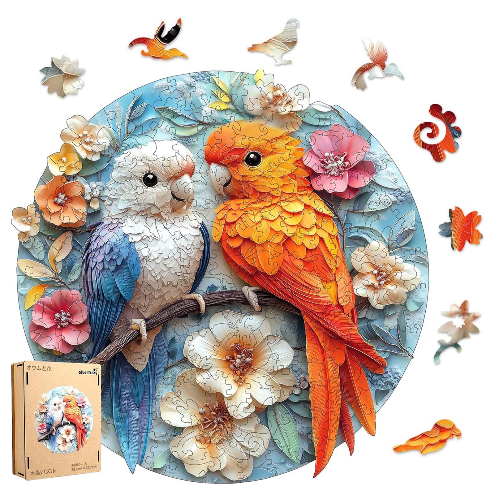 

Qiuenisray Jigsaw 200 Wooden Parrot and Flowers x 3mm Irregularly Shaped Laser Home Home Brain Designer Supervision Puzzle, Pieces, Puzzle, (27.7 28.4