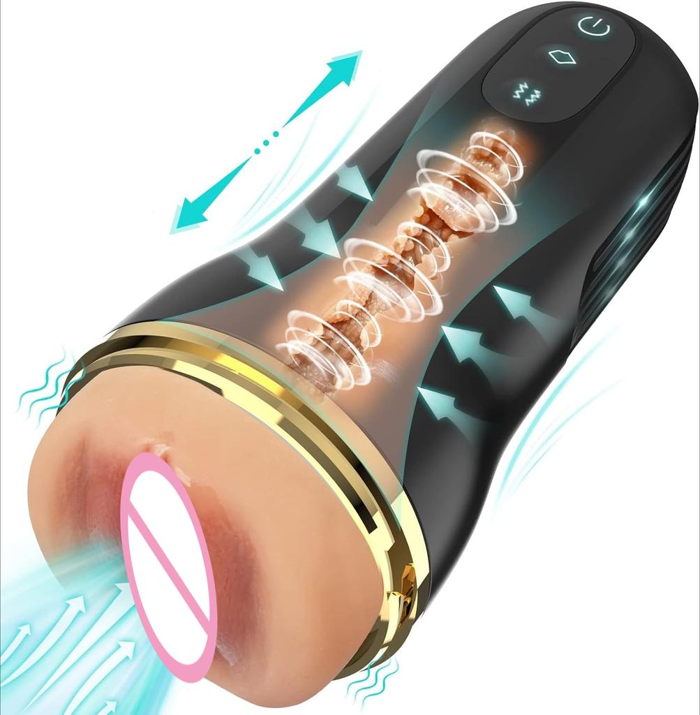 Electric Masturbator Cup Sex Toy for Men 5 Suction Pocket Pussy Masturbators with 3D Realistic Vagina Pussy Male Penis Blowjob
