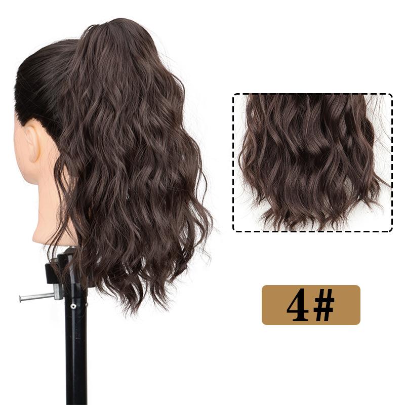 Synthetischer Lockiger Klauenclip-in Pferdeschwanz Blond Braun Kurzes Haarteil Kunsthaar Falscher Zopf Haarverlängerungen Kurzer Wasserwellen-Clip-in-Pferdeschwanz Haare