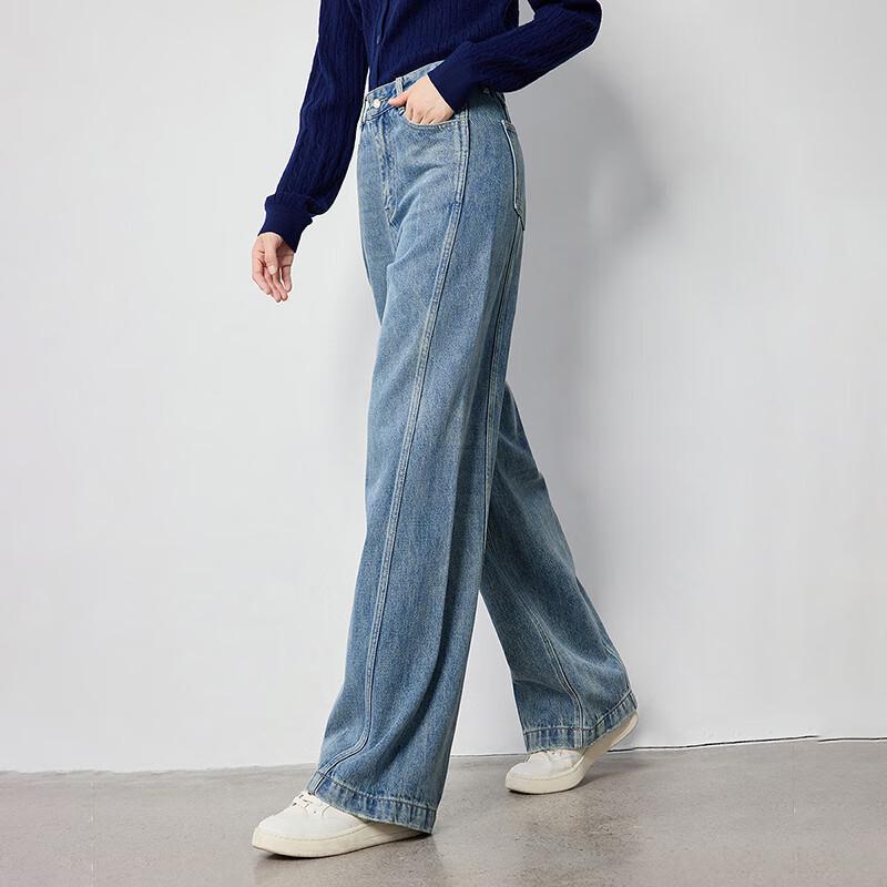 Chuyu Women's Slant Split Wide-Leg Jeans