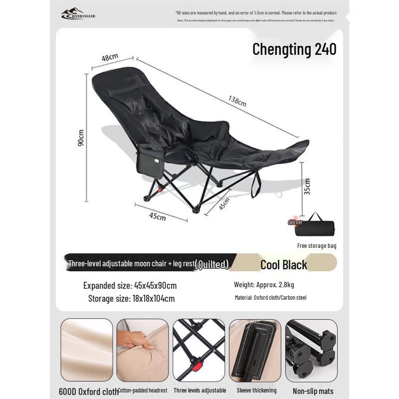 Adjustable Outdoor Folding Recliner Chair with Three-Position Backrest - Perfect for Office, Camping, or Relaxation