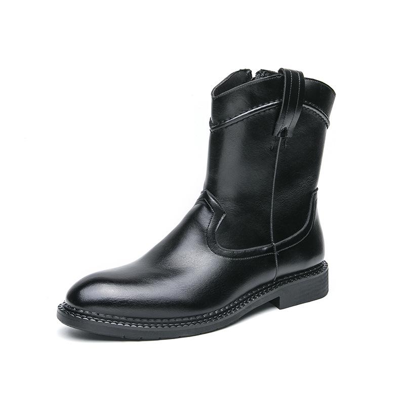Men`s Retro Chelsea Pointed-Toe Leather Cowboy