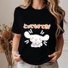 2026 Summer Casual Cute Cinnamoroll Energetic Cheer Print Cotton T Shirt for Women Summer Comfort Fit Soft Daily Tee