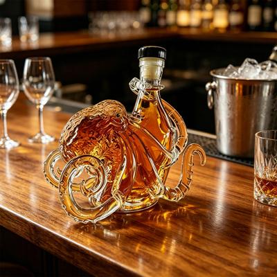 Carafa de Whiskey, din Sticlă cu Design de Caracatiță, Sticlă de Vin, Etanșare Păstrează Aroma și Gustul Recipient pentru Băuturi, Cadou pentru Bărbați Tată Entuziaști de Whiskey