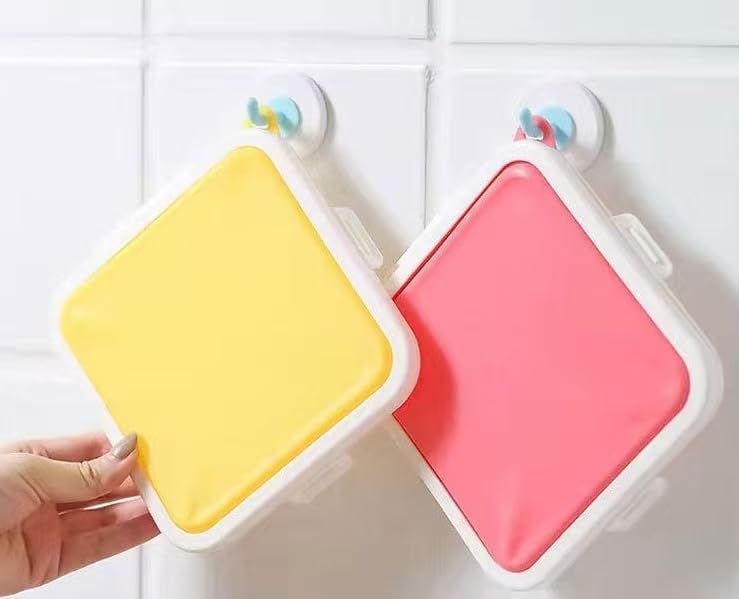 Sandwich Storage Box Silicone Square Bento Box For Adult - 6.10" X 6.10"in- Heat Resistant and Freezer Safe Pink