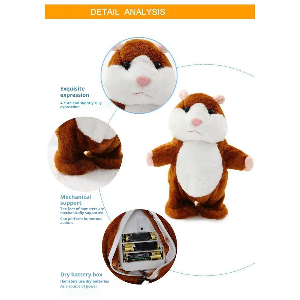 Electric Hamster Plush Toy Lovely Talking Hamster Doll Imitate Your Voi And Nod To Soothe Accompany Kids Gift