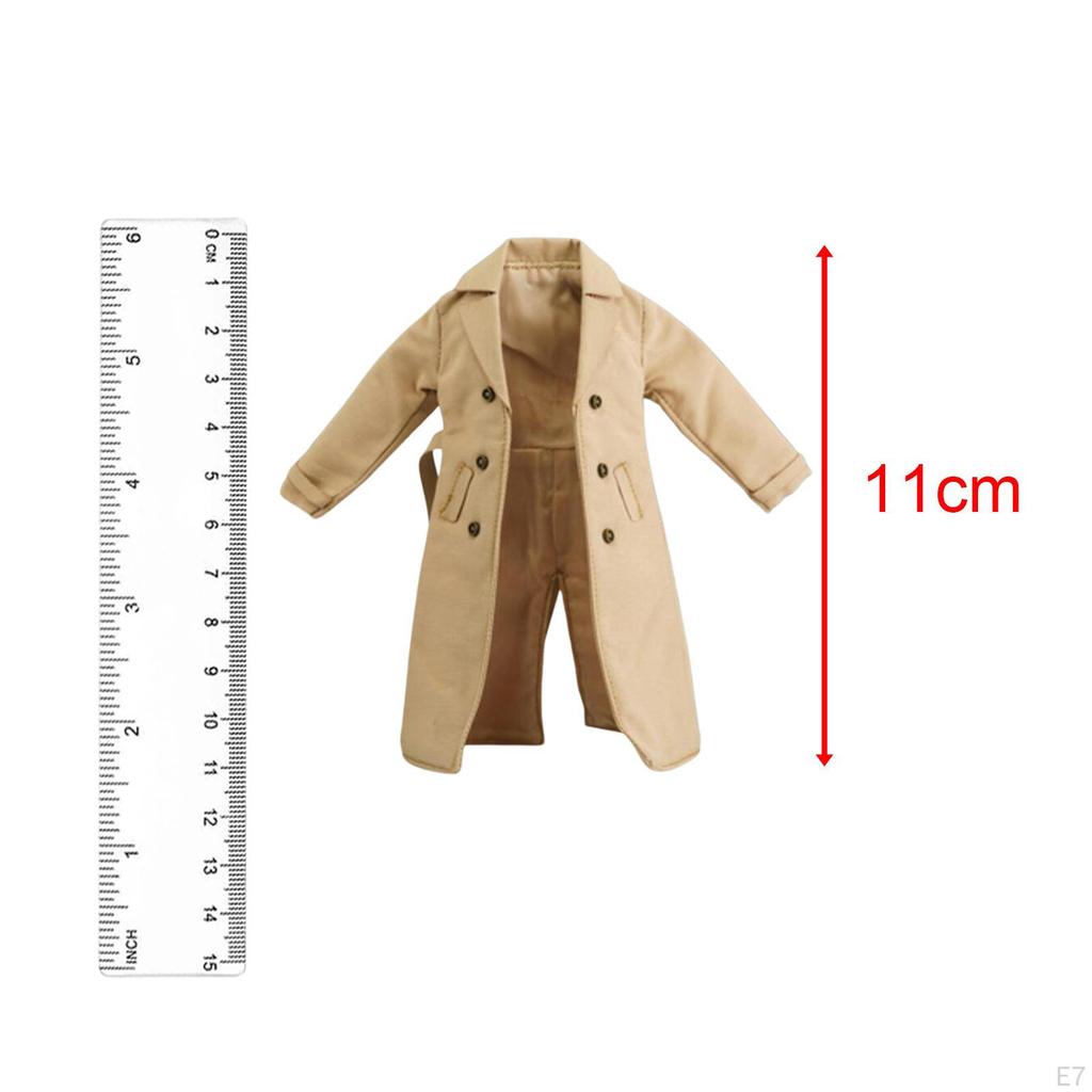 1/12 Male Female Trench Coat Miniature Clothing Handmade Doll Clothes for 6 inch Figures