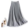 Women Spring Autumn Solid Elegant Chic Pleated Skirt High Waist Luxury With High Elastic Female C-035