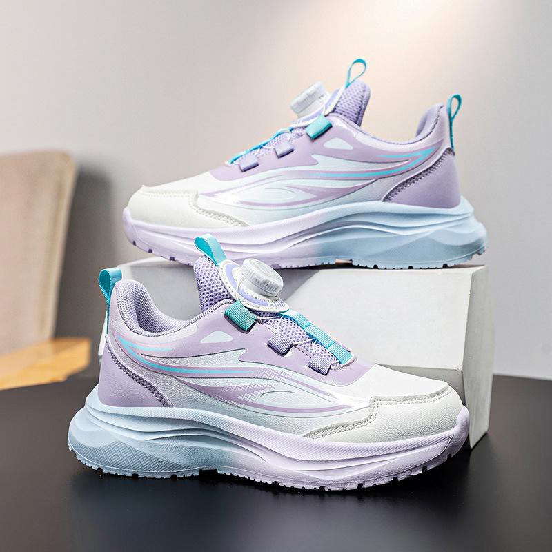 Girls' Shoes New Mesh Shoes In Summer 2025 Medium and Older Children's Casual Rotating Buckle Boys' and Primary School Students' Sports Running Shoes
