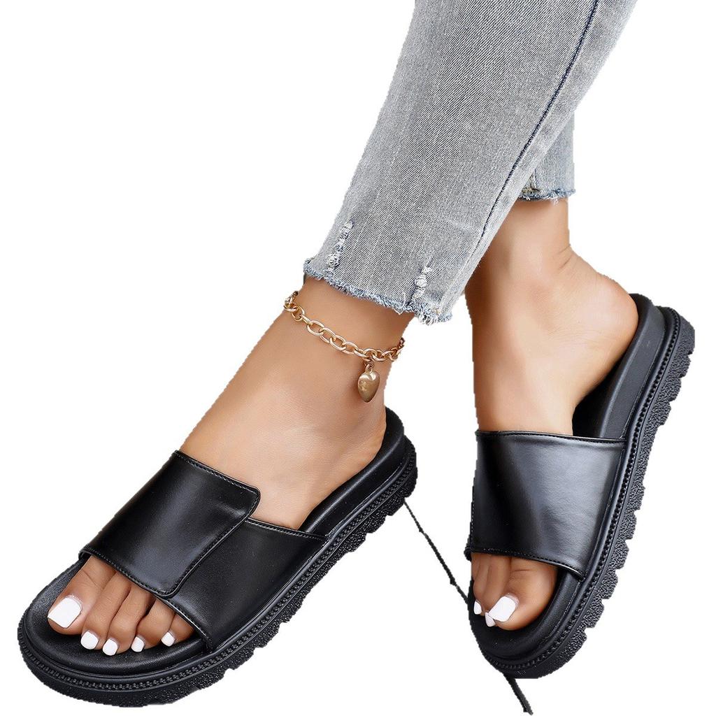 Plus-size Shoes, Thick-soled, Simple Design, Sandals, Slippers, Women's Shoes