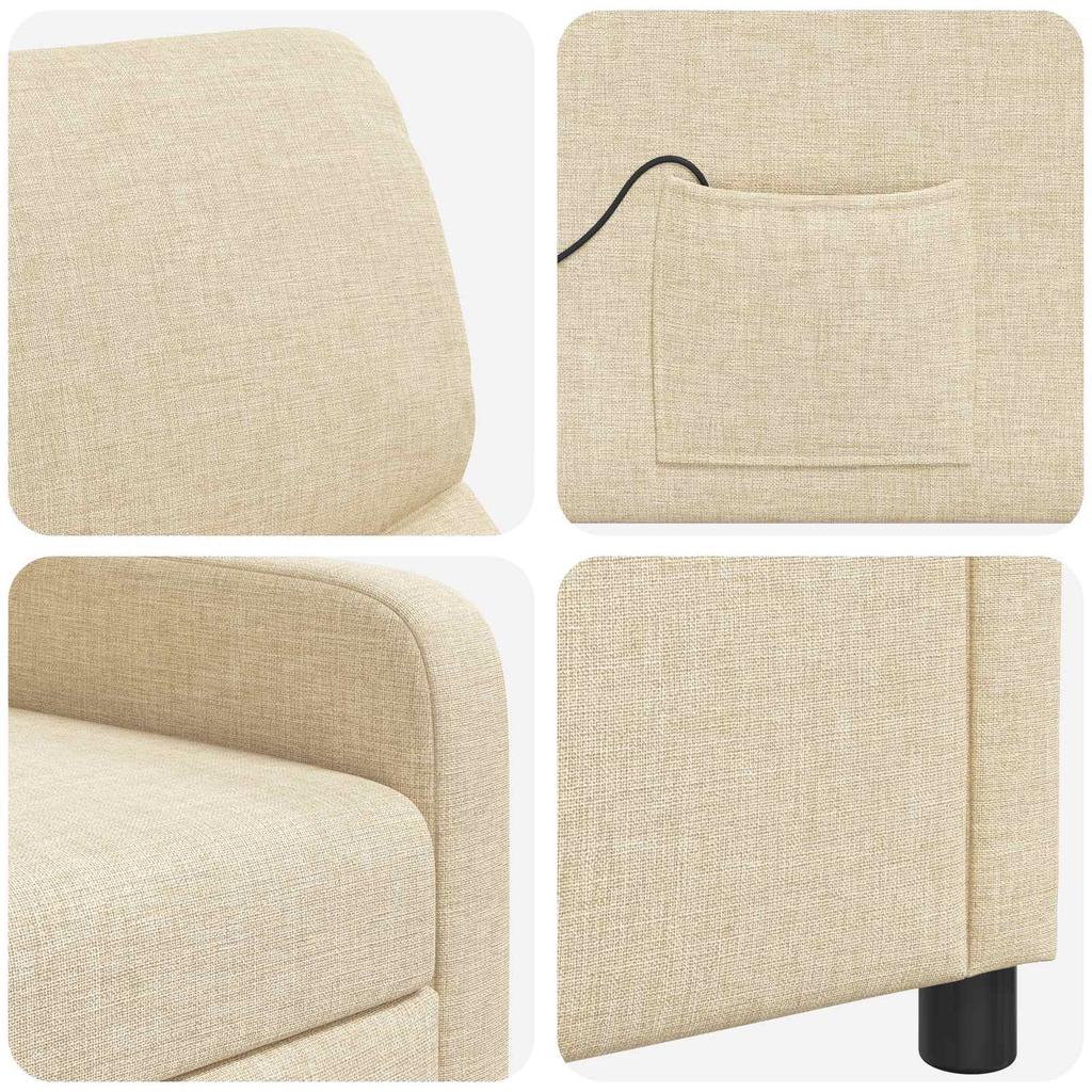 Massage Recliner Chair Cream Polyester