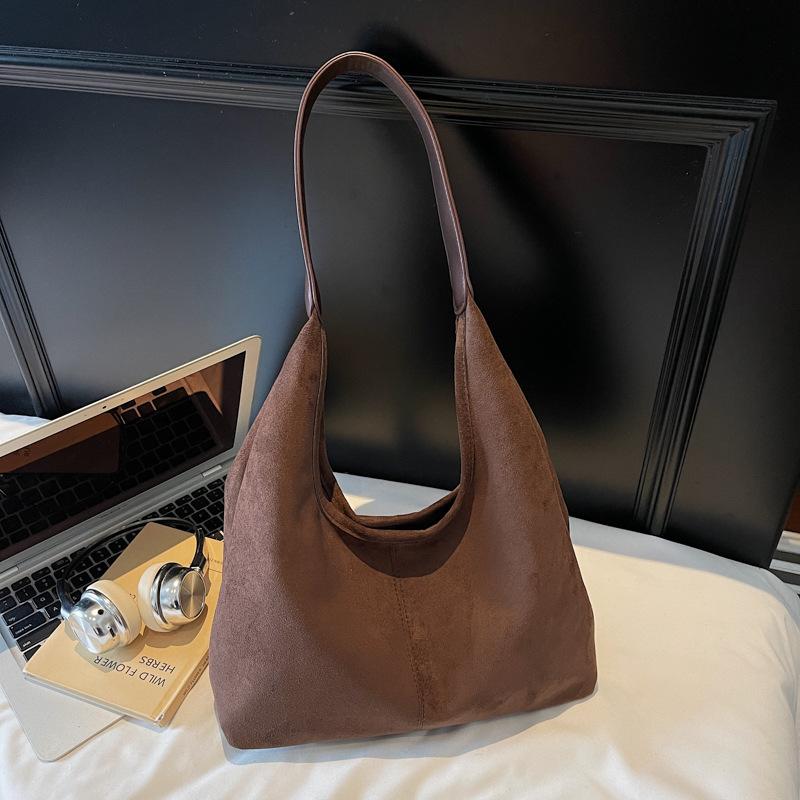 Solid Color Suede Shoulder Bag Texture Large Capacity Tote Bag Matte Shoulder Bucket Bag Mother Bag Shoulder Armpit Bag