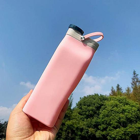 600ML Collapsible Water Bottle Food Grade BPA Free Leak-Proof Silicone Sports Portable Drinking Cup Tumbler Jug Camping Supplies