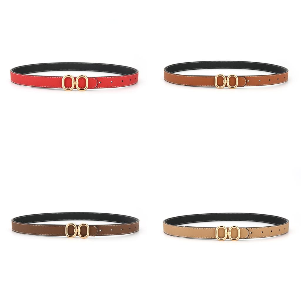 Genuine Leather Doublesided Womens Belt With Square Alloy Buckle For Casual Wear