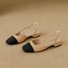 2025 spring new French style not tired feet single shoes small fragrant style color matching bag head sandals women's silver shoes women's versatile