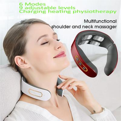 Masajeador eléctrico de columna cervical EMS 6 modelos 9 engranajes Masaje para cuello y hombros Vértebra Relajación Calefacción automática Fisioterapia Alivio del dolor Recargable