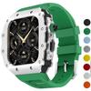 Apple Watch S11 S10 46mm için Lüks Modifikasyon Kiti IWatch 9 8 7 6 5 44 45mm için Silikon Kordon Paslanmaz Çelik Mod Saat Kasası