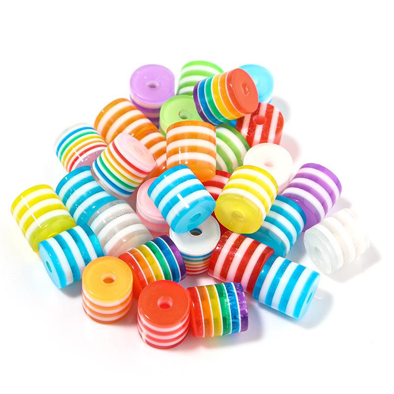100pcs/Lot 8mm Resin Barrel Beads Rainbow Loose Space Beads For Jewelry Making Accessories DIY Bracelet Necklace Wholesale