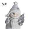 Snowman Collectibles for Christmas 2Pcs Figurine, Cute Tabletop Decor, Resin Snow Statue with Gifts Knit Hat Scarf Home Mantel Window Holiday