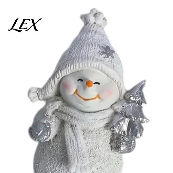 Snowman Collectibles for Christmas 2Pcs Figurine, Cute Tabletop Decor, Resin Snow Statue with Gifts Knit Hat Scarf Home Mantel Window Holiday